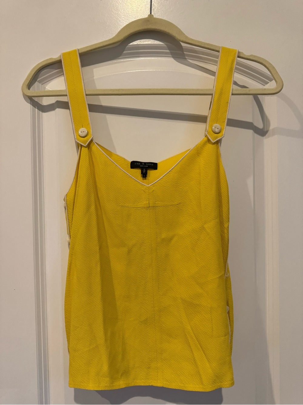 Rag & Bone Yellow Sleeveless Button-Tab Tank